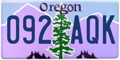 OR license plate 092AQK