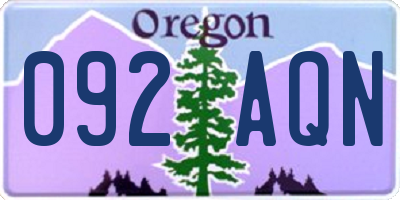 OR license plate 092AQN