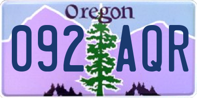 OR license plate 092AQR