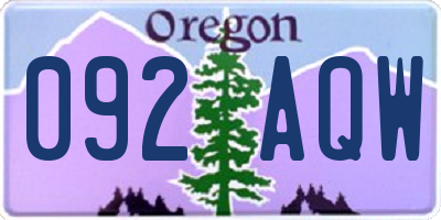 OR license plate 092AQW