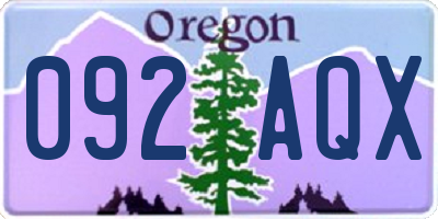 OR license plate 092AQX