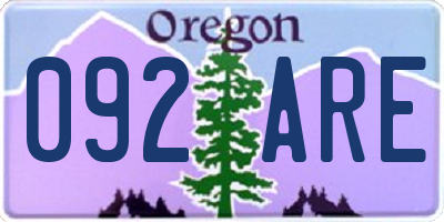 OR license plate 092ARE