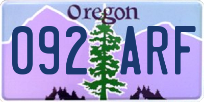 OR license plate 092ARF
