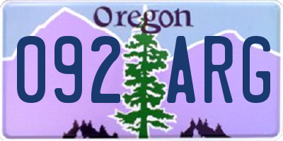 OR license plate 092ARG