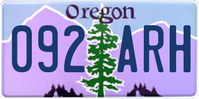 OR license plate 092ARH