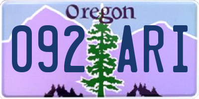OR license plate 092ARI