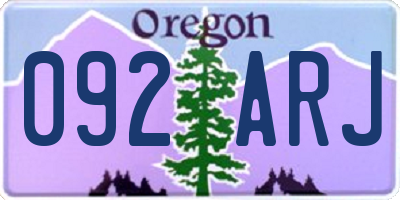 OR license plate 092ARJ