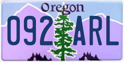 OR license plate 092ARL