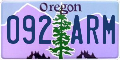 OR license plate 092ARM