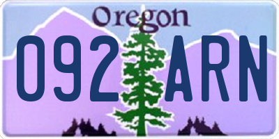 OR license plate 092ARN
