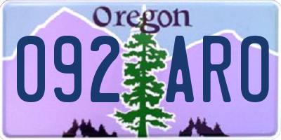 OR license plate 092ARO