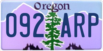 OR license plate 092ARP