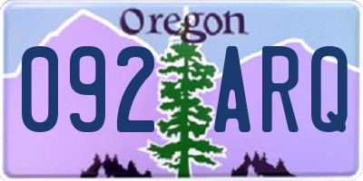 OR license plate 092ARQ