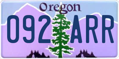 OR license plate 092ARR