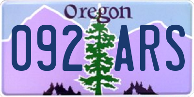 OR license plate 092ARS