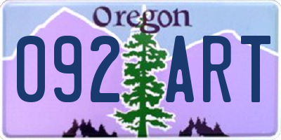 OR license plate 092ART