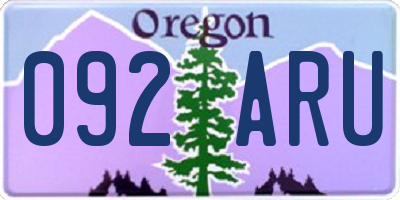 OR license plate 092ARU