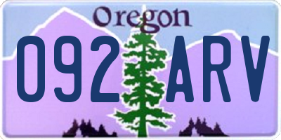 OR license plate 092ARV