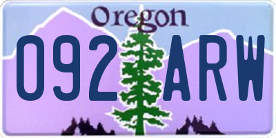 OR license plate 092ARW