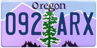 OR license plate 092ARX