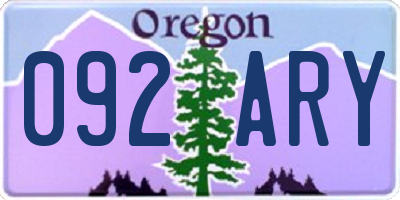 OR license plate 092ARY