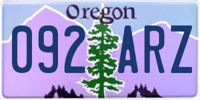 OR license plate 092ARZ