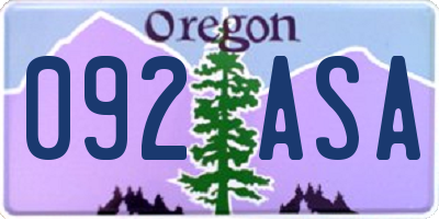 OR license plate 092ASA