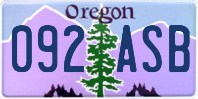 OR license plate 092ASB