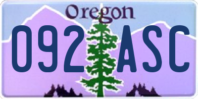 OR license plate 092ASC