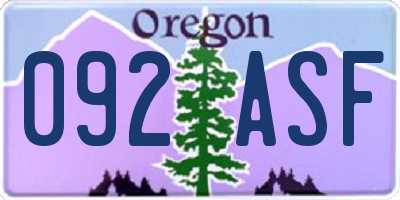 OR license plate 092ASF