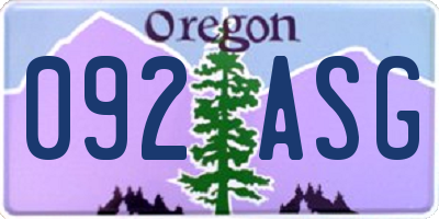 OR license plate 092ASG