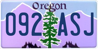 OR license plate 092ASJ