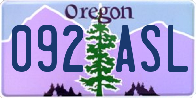 OR license plate 092ASL