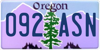 OR license plate 092ASN