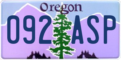 OR license plate 092ASP