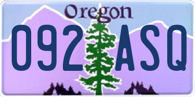 OR license plate 092ASQ