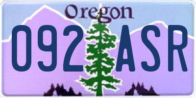 OR license plate 092ASR