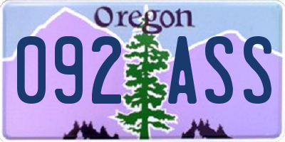 OR license plate 092ASS