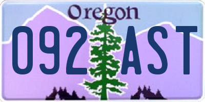 OR license plate 092AST