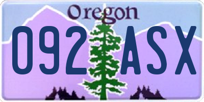 OR license plate 092ASX