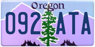 OR license plate 092ATA