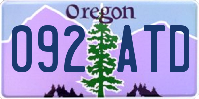 OR license plate 092ATD