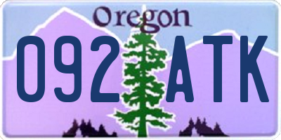 OR license plate 092ATK