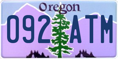OR license plate 092ATM