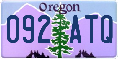 OR license plate 092ATQ