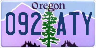 OR license plate 092ATY
