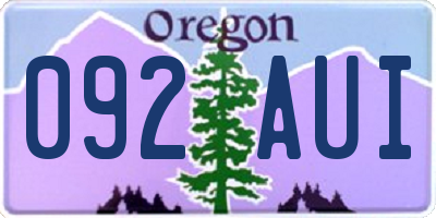 OR license plate 092AUI