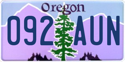 OR license plate 092AUN