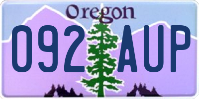OR license plate 092AUP