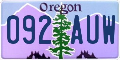 OR license plate 092AUW
